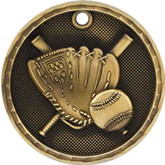 Baseball 3-D 2" Medal