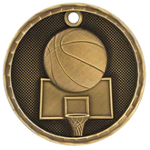 Basketball 3-D 2" Medal