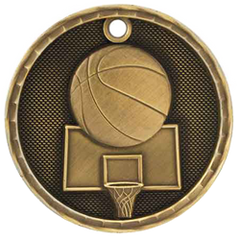 Basketball 3-D 2" Medal