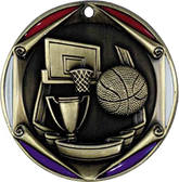 Basketball, Tri-Color Enameled Border Medal