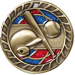 Baseball Medal with Translucent Color Fill & Glitter