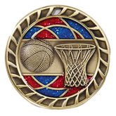 Basketball Medal with Translucent Color Fill & Glitter