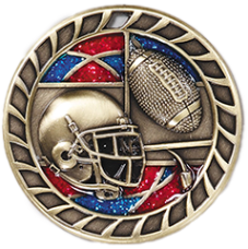 Football Medal with Translucent Color Fill & Glitter