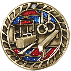 Gymnastics Medal with Translucent Color Fill & Glitter