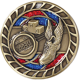 Track Medal with Translucent Color Fill & Glitter