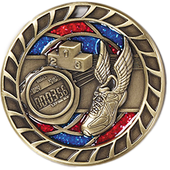Track Medal with Translucent Color Fill & Glitter