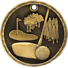 Golf 3-D 2" Medal