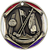 Golf, Tri-Color Enameled Border Medal