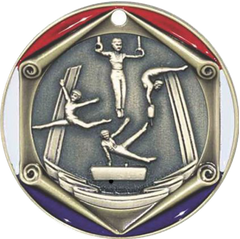 Gymnastics-Female, Tri-Color Enameled Border Medal