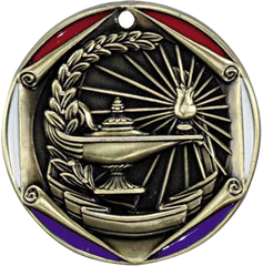 Lamp of Knowledge, Tri-Color Enameled Border Medal