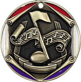 Music, Tri-Color Enameled Border Medal