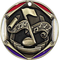 Music, Tri-Color Enameled Border Medal