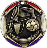 Soccer, Tri-Color Enameled Border Medal