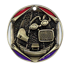 Swimming, Tri-Color Enameled Border Medal