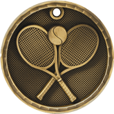 Tennis 3-D 2" Medal