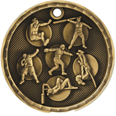 Track & Field 3-D 2" Medal