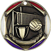 Volleyball, Tri-Color Enameled Border Medal