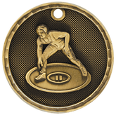 Wrestling 3-D 2" Medal