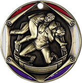 Wrestling, Tri-Color Enameled Border Medal
