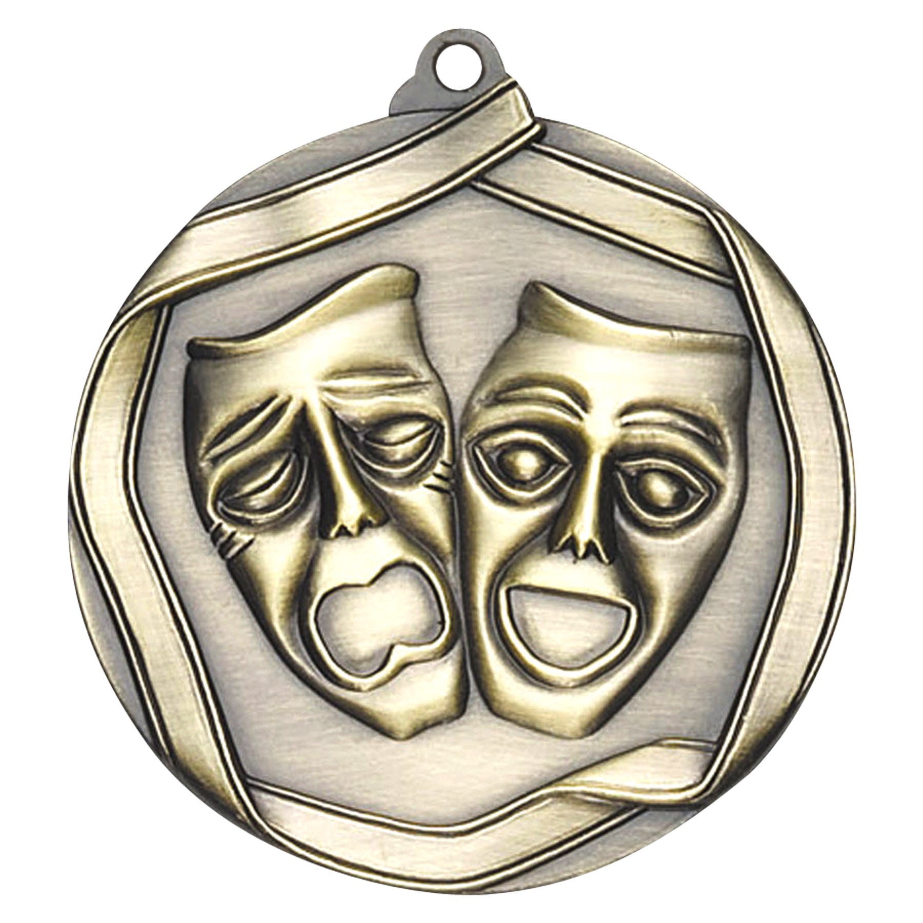 Drama Elite medal – antique gold finish with comedy and tragedy masks design