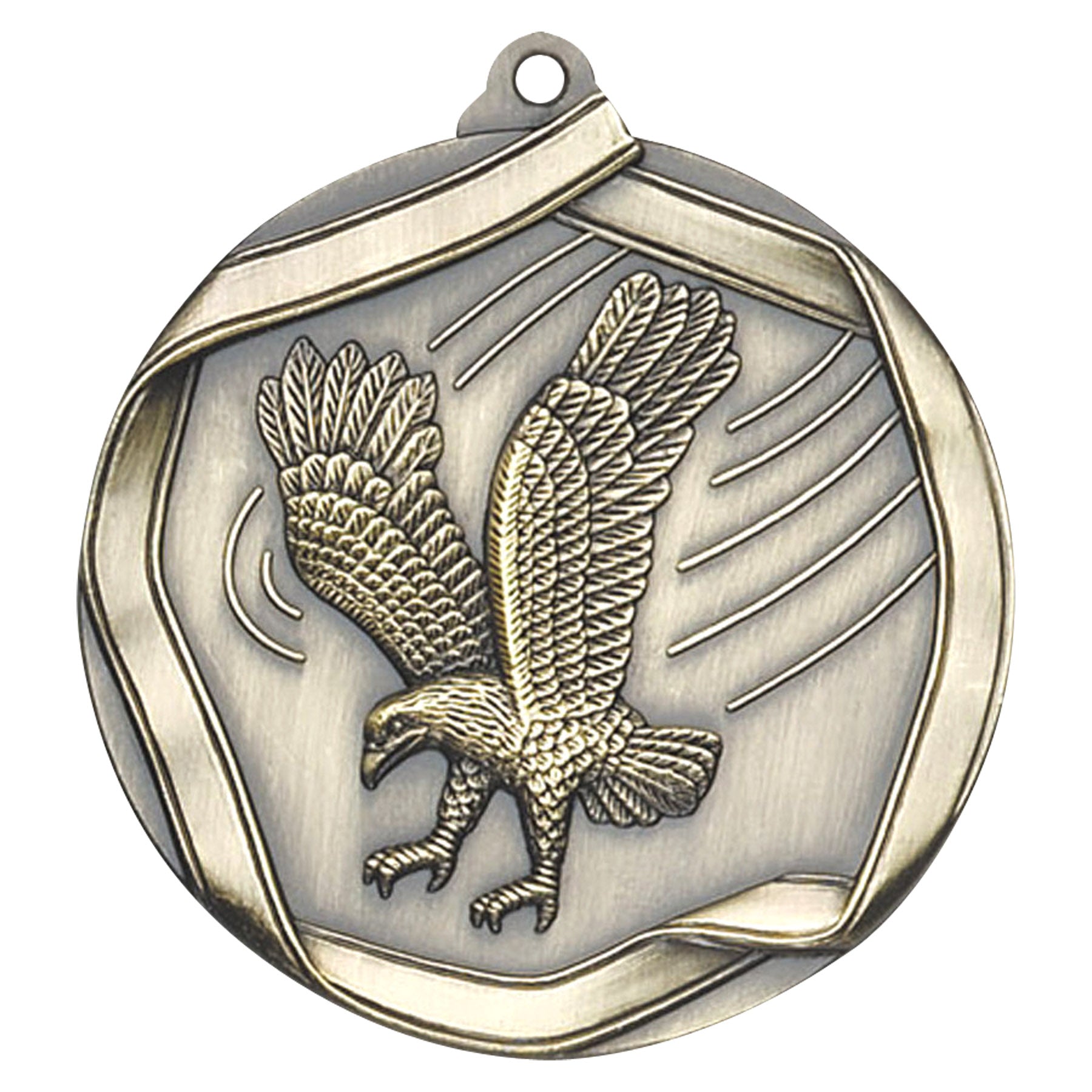 Eagle Elite Medal – Antique gold medal showcasing a soaring eagle with wings spread wide.