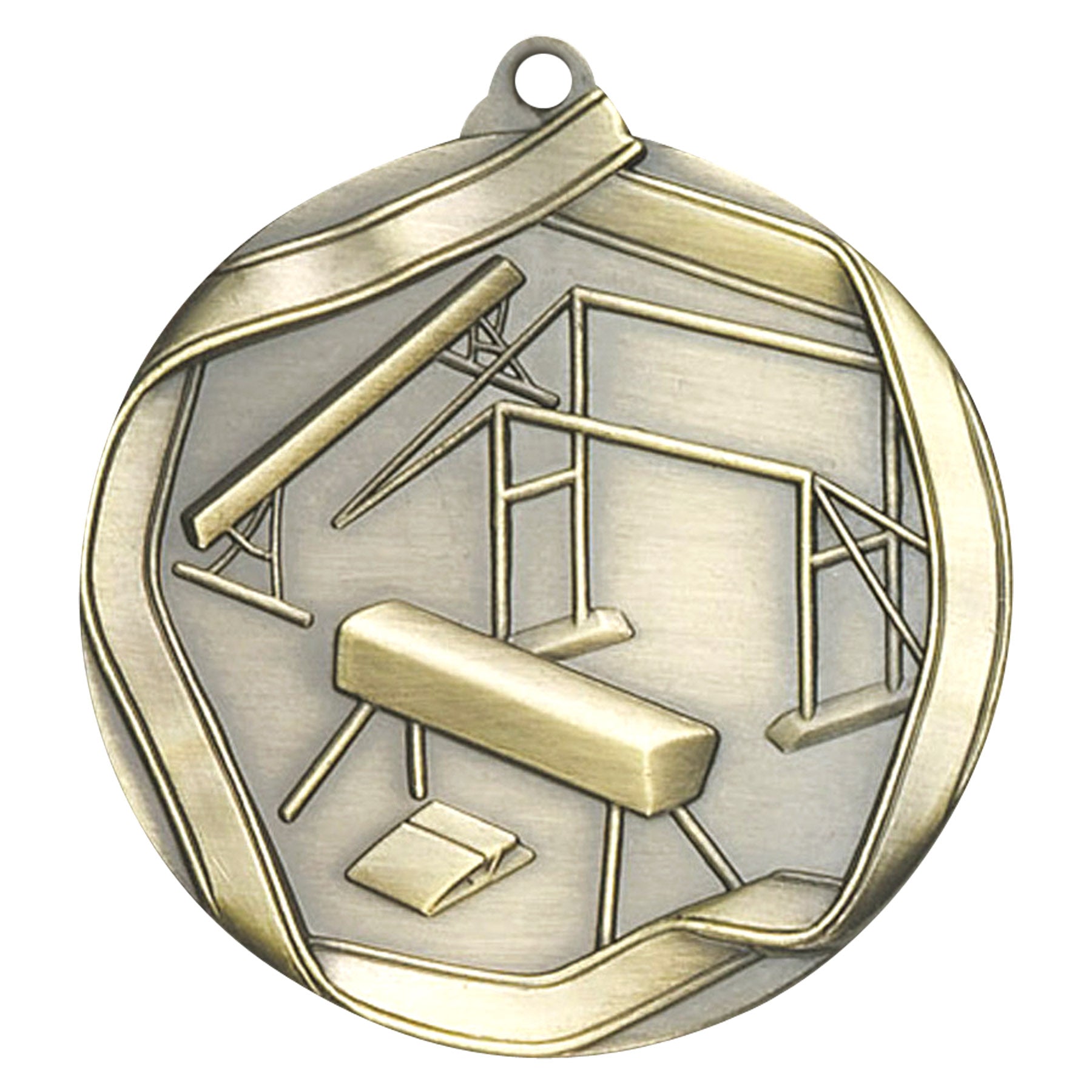 Gymnastics Elite medal – antique gold finish with female gymnast silhouette design