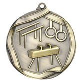 Gymnastics Elite medal – antique gold finish with male gymnast silhouette design