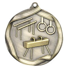 Gymnastics Elite medal – antique gold finish with male gymnast silhouette design