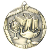Lamp of Knowledge Elite medal – antique gold finish with oil lamp and laurel wreath design
