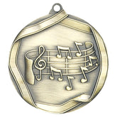 Music Elite medal – antique gold finish with treble clef and musical notes design