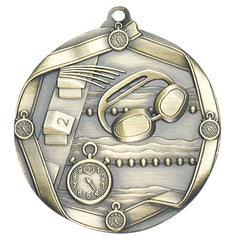 Swimming Elite medal – antique gold finish with swimmer and waves design