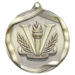 Victory Elite Medal – Antique gold medal with a large “V”, victory torch, and laurel leaves.