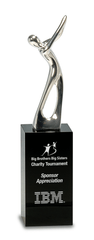 8 1/2" Silver Metal Golf Figure on Black Crystal Pedestal