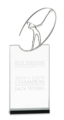 12" Clear/Black Crystal Stand-up with Silver Metal Oval Golf Figure