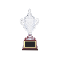 Lead Crystal Vase On a Rosewood Base