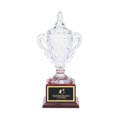 Lead Crystal Vase On a Rosewood Base