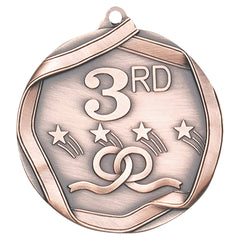 Elite Series 3rd Place Medal – Antique Bronze finish with 3rd place text, stars, and ribbon design