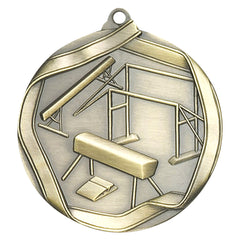 Gymnastics Elite medal – antique gold finish with female gymnast silhouette design