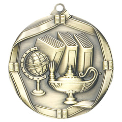 Lamp of Knowledge Elite medal – antique gold finish with oil lamp and laurel wreath design
