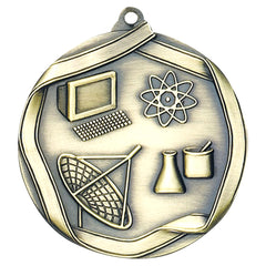 Science Elite medal – antique gold finish with atom and laurel wreath design