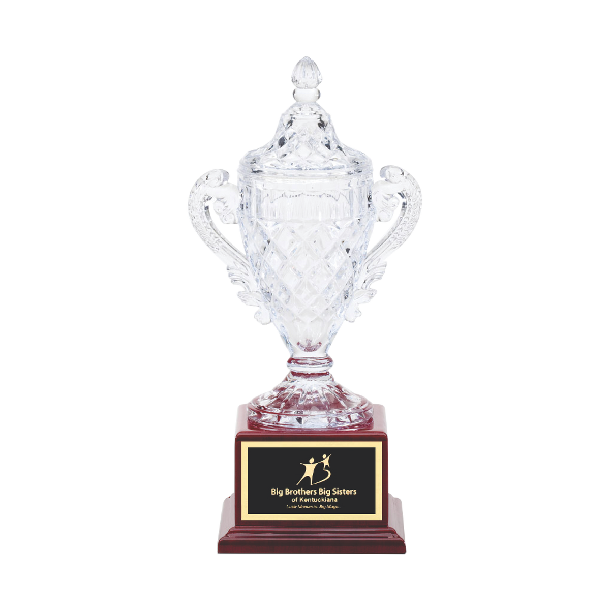Lead Crystal Vase On a Rosewood Base