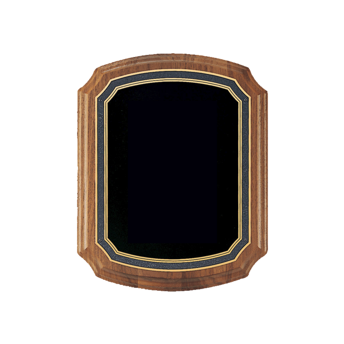 Solid American Walnut Plaque with a Black Brass Florentine Border Engravable Plate