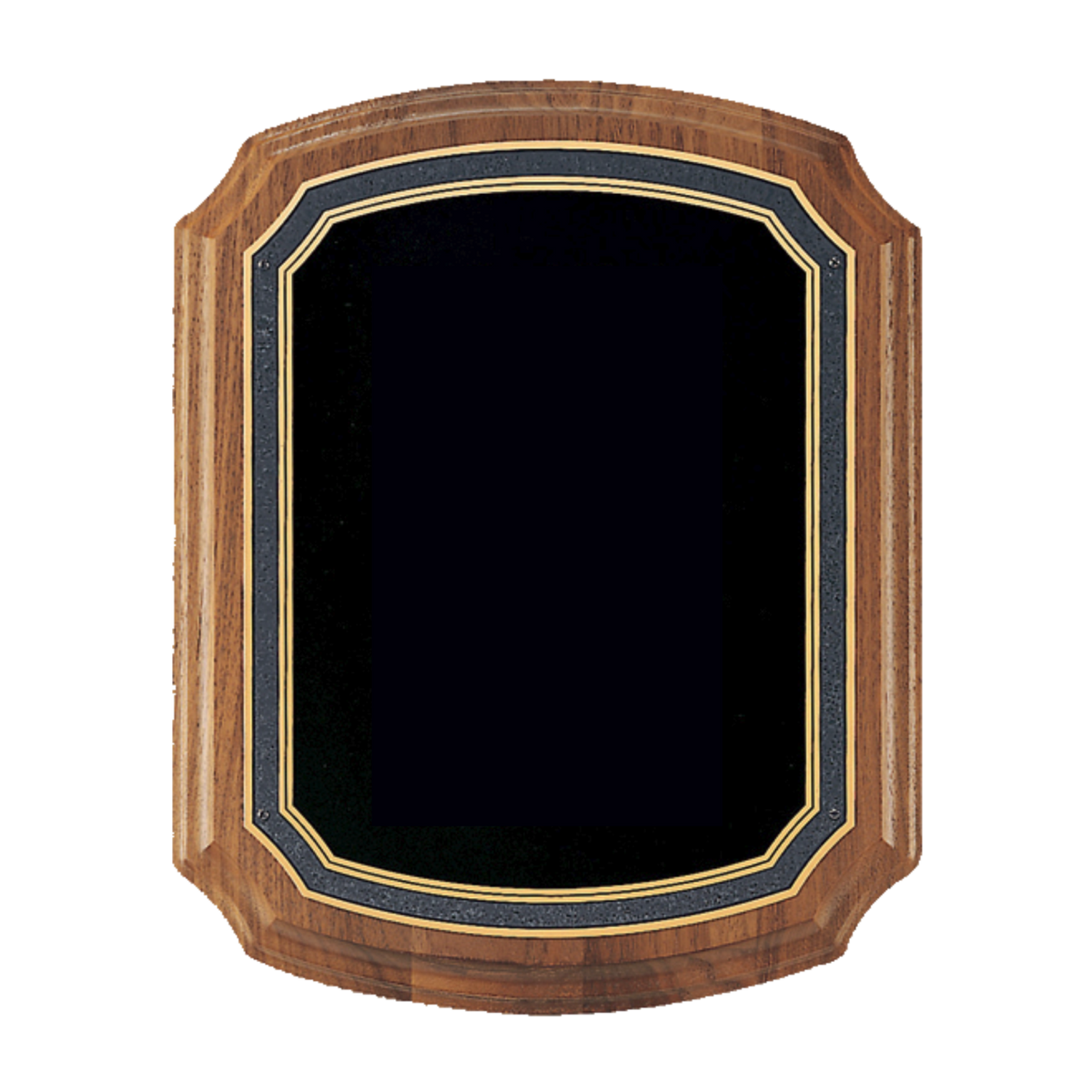 Solid American Walnut Plaque with a Black Brass Florentine Border Engravable Plate